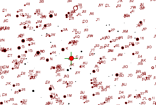 Identification sketch for variable star V-LYN (V LYNCIS) on the night of JD2453072.