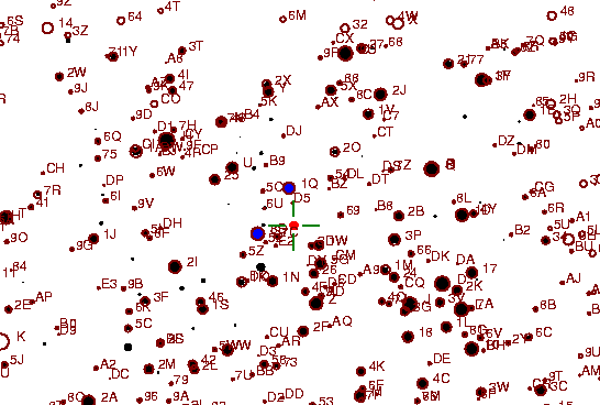 Identification sketch for variable star W-AUR (W AURIGAE) on the night of JD2453072.