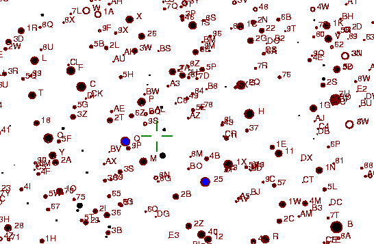 Identification sketch for variable star WW-AUR (WW AURIGAE) on the night of JD2453072.