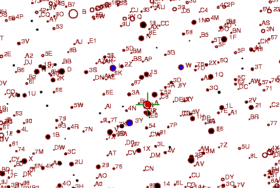 Identification sketch for variable star X-GEM (X GEMINORUM) on the night of JD2453072.