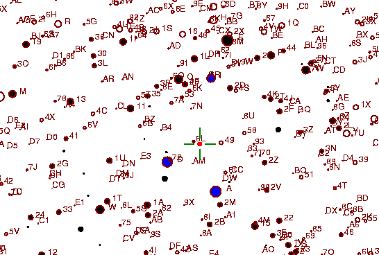 Identification sketch for variable star XX-GEM (XX GEMINORUM) on the night of JD2453072.