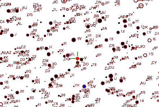 Identification sketch for variable star XZ-AUR (XZ AURIGAE) on the night of JD2453072.