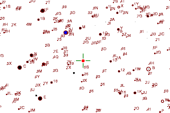 Identification sketch for variable star XZ-UMA (XZ URSAE MAJORIS) on the night of JD2453072.