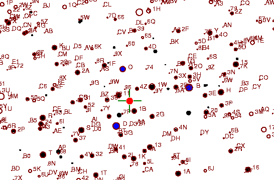 Identification sketch for variable star Y-GEM (Y GEMINORUM) on the night of JD2453072.