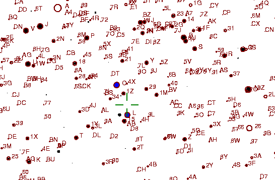Identification sketch for variable star AC-TAU (AC TAURI) on the night of JD2453093.