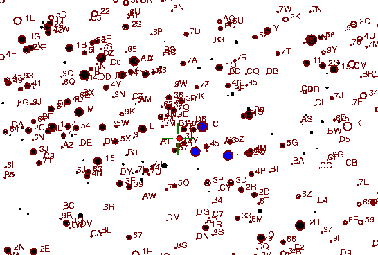 Identification sketch for variable star AD-TAU (AD TAURI) on the night of JD2453093.