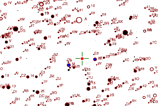 Identification sketch for variable star AM-GEM (AM GEMINORUM) on the night of JD2453093.
