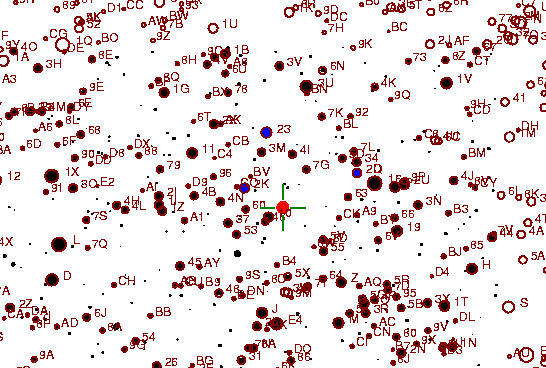 Identification sketch for variable star BG-MON (BG MONOCEROTIS) on the night of JD2453093.