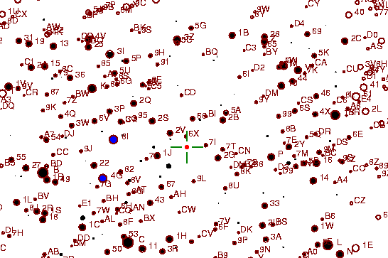 Identification sketch for variable star GH-GEM (GH GEMINORUM) on the night of JD2453093.