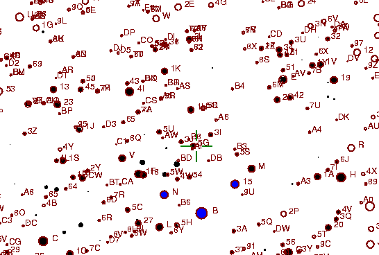 Identification sketch for variable star IR-GEM (IR GEMINORUM) on the night of JD2453093.