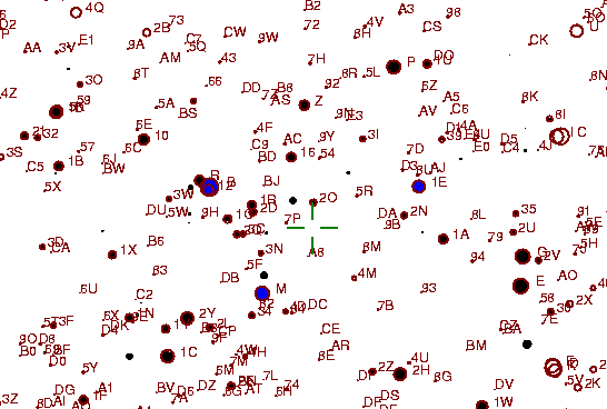 Identification sketch for variable star OV-TAU (OV TAURI) on the night of JD2453093.