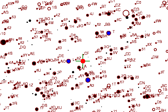 Identification sketch for variable star OW-GEM (OW GEMINORUM) on the night of JD2453093.