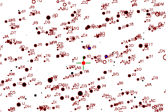 Identification sketch for variable star R-GEM (R GEMINORUM) on the night of JD2453093.