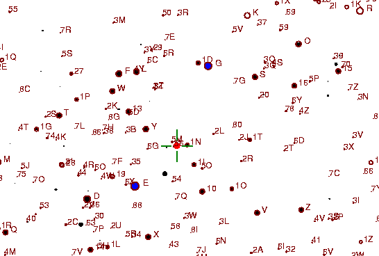 Identification sketch for variable star R-LMI (R LEONIS MINORIS) on the night of JD2453093.