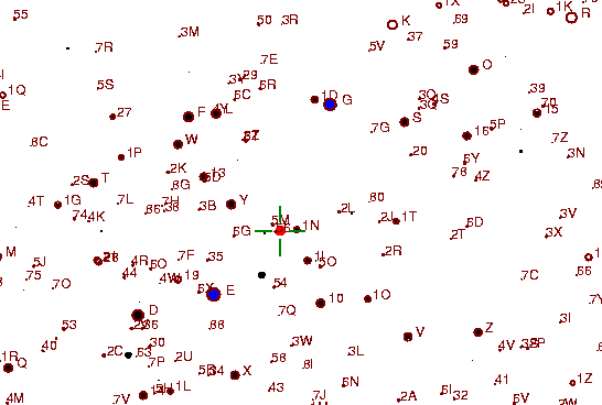 Identification sketch for variable star R-LMI (R LEONIS MINORIS) on the night of JD2453093.