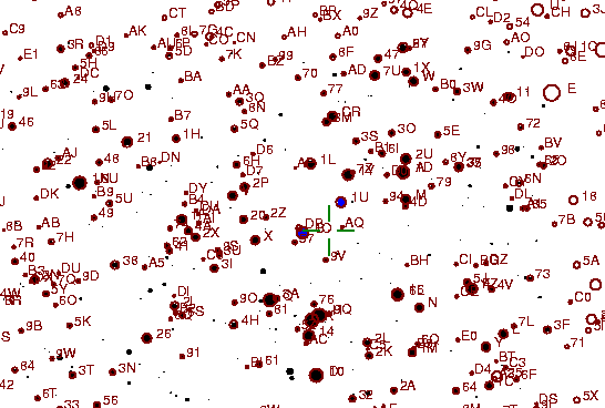 Identification sketch for variable star RR-MON (RR MONOCEROTIS) on the night of JD2453093.