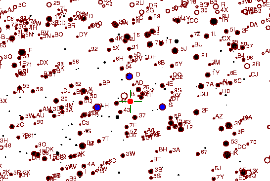Identification sketch for variable star RT-GEM (RT GEMINORUM) on the night of JD2453093.