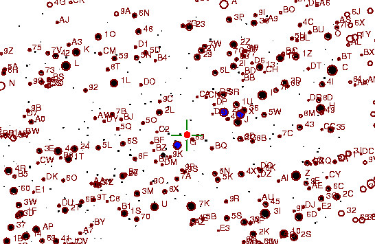 Identification sketch for variable star RU-TAU (RU TAURI) on the night of JD2453093.
