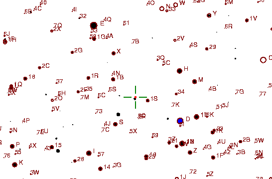 Identification sketch for variable star RW-LMI (RW LEONIS MINORIS) on the night of JD2453093.