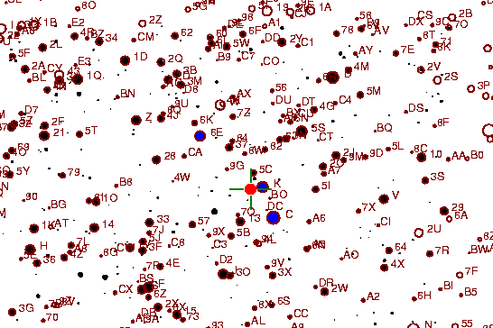 Identification sketch for variable star RW-MON (RW MONOCEROTIS) on the night of JD2453093.