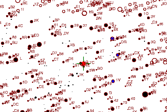 Identification sketch for variable star SS-GEM (SS GEMINORUM) on the night of JD2453093.