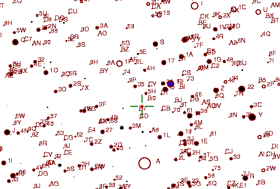 Identification sketch for variable star ST-GEM (ST GEMINORUM) on the night of JD2453093.
