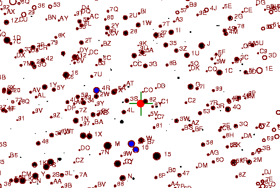 Identification sketch for variable star TU-TAU (TU TAURI) on the night of JD2453093.