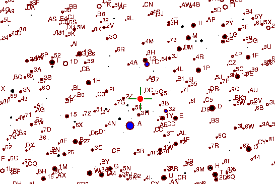 Identification sketch for variable star U-CMI (U CANIS MINORIS) on the night of JD2453093.