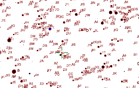 Identification sketch for variable star U-CNC (U CANCRI) on the night of JD2453093.