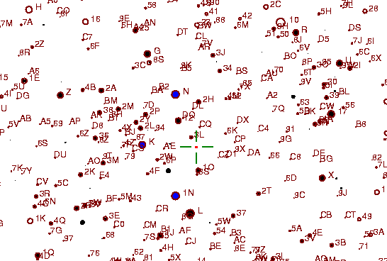 Identification sketch for variable star U-GEM (U GEMINORUM) on the night of JD2453093.
