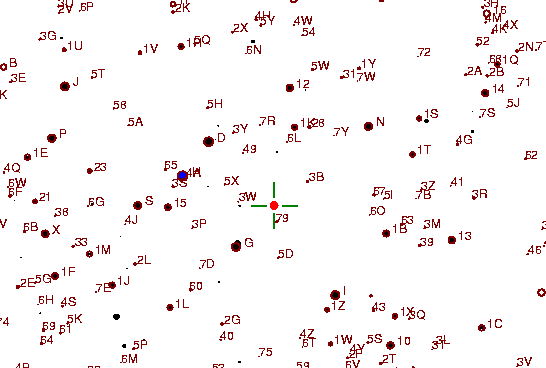 Identification sketch for variable star U-LMI (U LEONIS MINORIS) on the night of JD2453093.