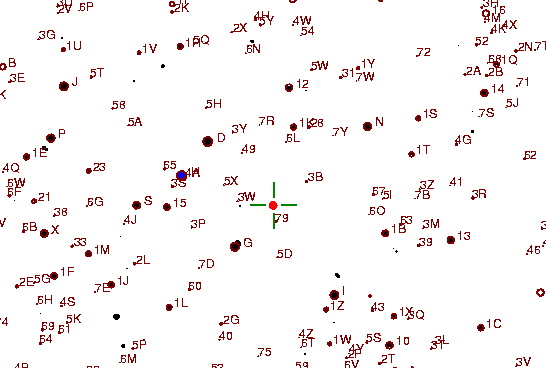 Identification sketch for variable star U-LMI (U LEONIS MINORIS) on the night of JD2453093.