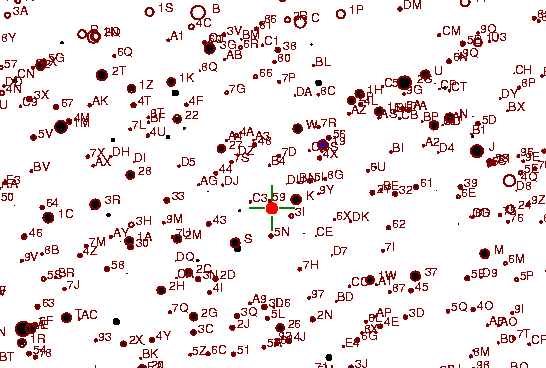Identification sketch for variable star UZ-GEM (UZ GEMINORUM) on the night of JD2453093.
