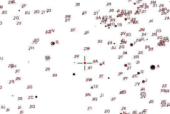 Identification sketch for variable star UZ-TAU (UZ TAURI) on the night of JD2453093.