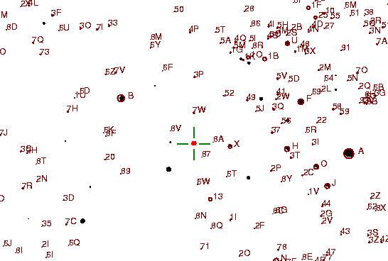 Identification sketch for variable star UZ-TAU (UZ TAURI) on the night of JD2453093.