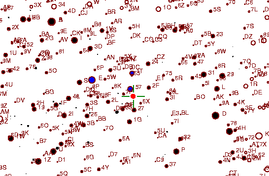Identification sketch for variable star V-GEM (V GEMINORUM) on the night of JD2453093.
