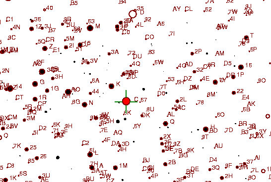 Identification sketch for variable star V-LYN (V LYNCIS) on the night of JD2453093.