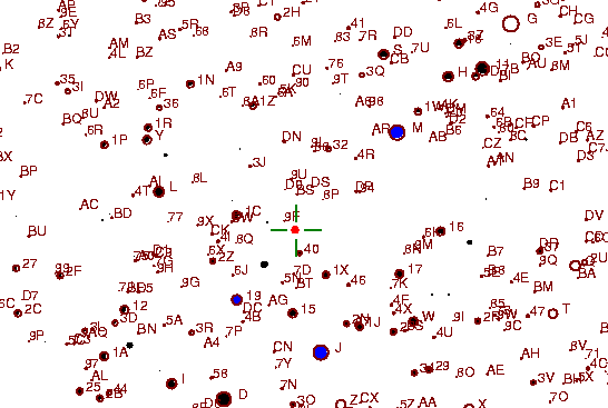 Identification sketch for variable star V-TAU (V TAURI) on the night of JD2453093.