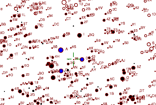Identification sketch for variable star VV-GEM (VV GEMINORUM) on the night of JD2453093.