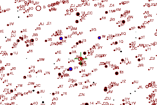 Identification sketch for variable star X-GEM (X GEMINORUM) on the night of JD2453093.