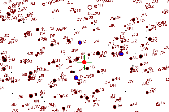 Identification sketch for variable star Y-GEM (Y GEMINORUM) on the night of JD2453093.