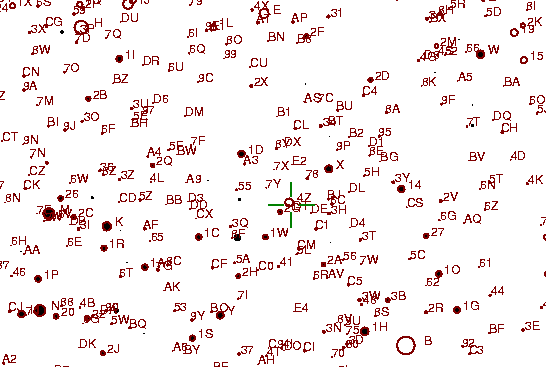 Identification sketch for variable star QZ-SER (QZ SERPENTIS) on the night of JD2453189.