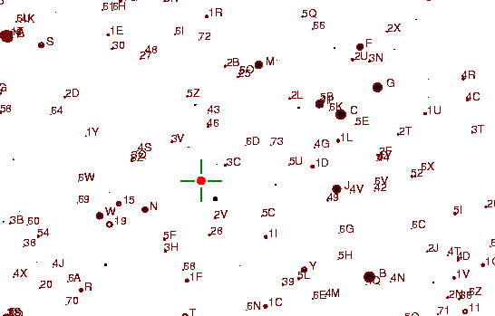 Identification sketch for variable star R-CVN (R CANUM VENATICORUM) on the night of JD2453189.