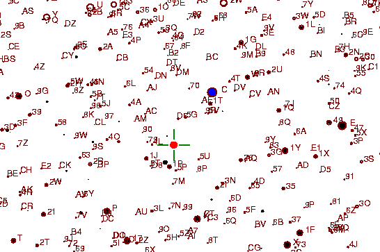 Identification sketch for variable star RU-LIB (RU LIBRAE) on the night of JD2453189.