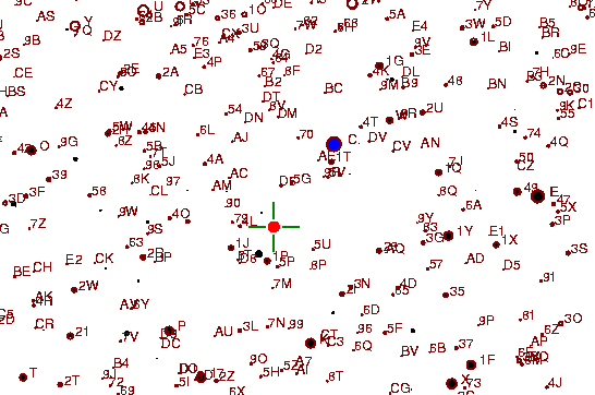 Identification sketch for variable star RU-LIB (RU LIBRAE) on the night of JD2453189.