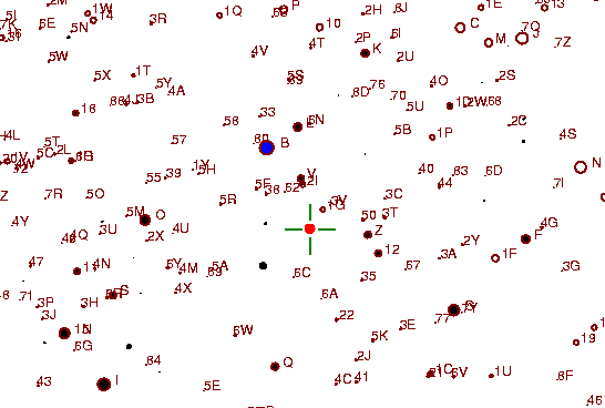 Identification sketch for variable star RZ-BOO (RZ BOOTIS) on the night of JD2453189.