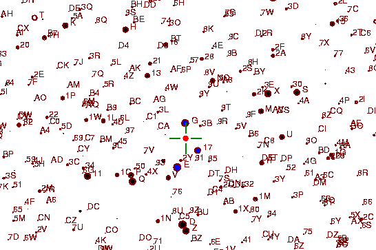 Identification sketch for variable star S-UMI (S URSAE MINORIS) on the night of JD2453189.
