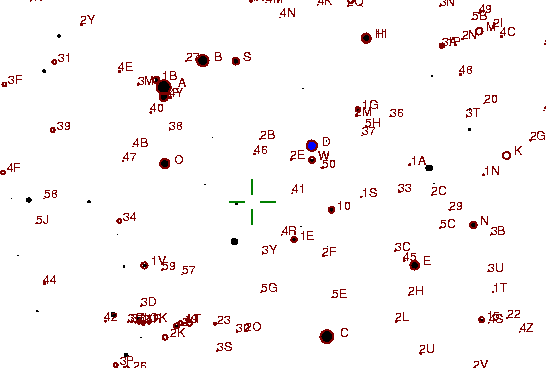 Identification sketch for variable star T-BOO (T BOOTIS) on the night of JD2453189.
