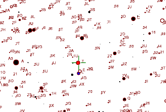 Identification sketch for variable star U-BOO (U BOOTIS) on the night of JD2453189.