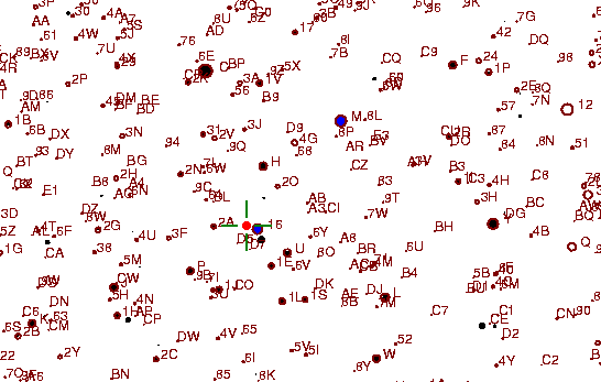 Identification sketch for variable star U-LIB (U LIBRAE) on the night of JD2453189.